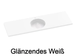 Plan vasque lavabo rond, sur mesure, Largeur 61 à 200 cm x Profondeur 46 à 80 cm, résine composite de haute qualité, Finition lisse blanc BRILLANT laqué ou mate, Livraison Offerte.